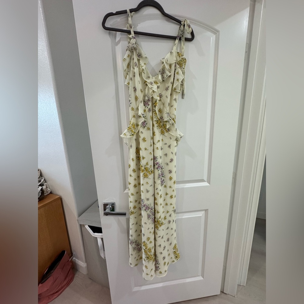 Steve Madden Floral Ruffle Dress - Cream and Yellow